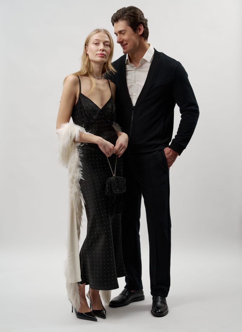 Платье длинное со стразами 