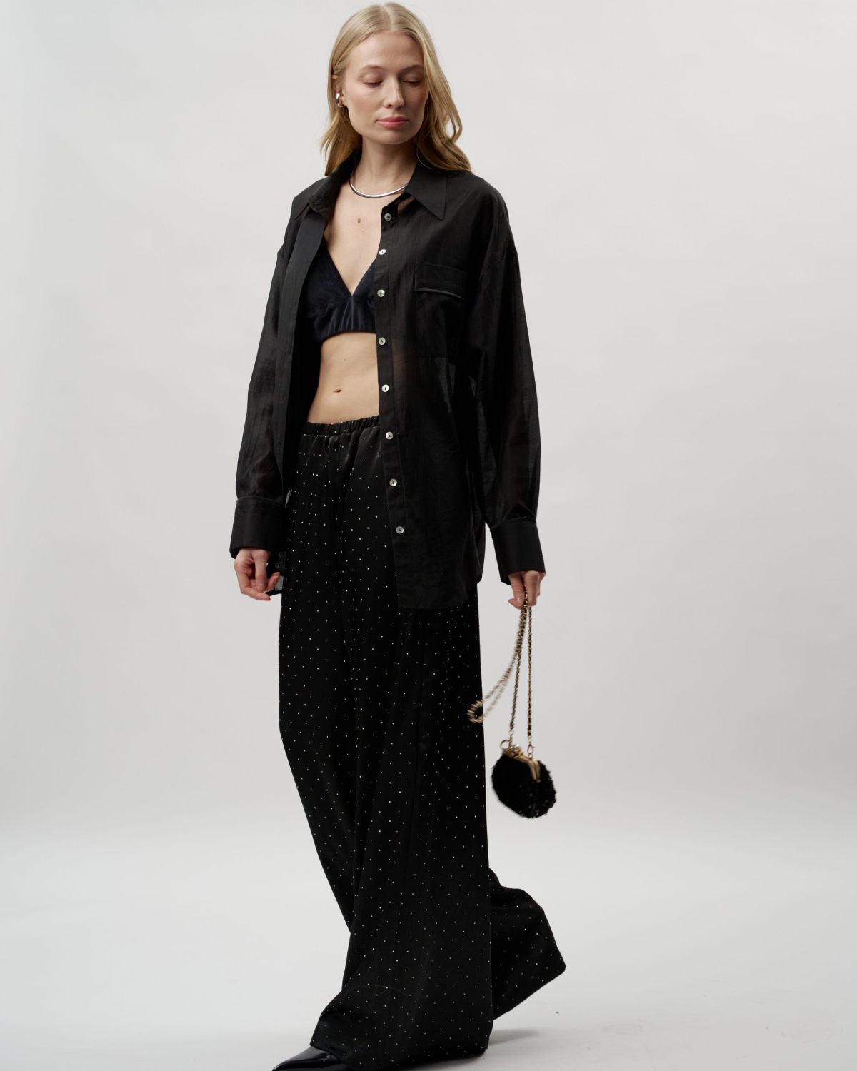 Полупрозрачная рубашка с длинным рукавом NY Nikasport, SBW2NY53W-23BLK101, цвет черный