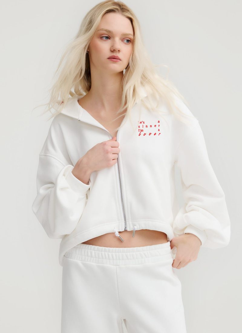 Укороченный худи на молнии Valentine Nikasport, W2VD34-ECR, цвет экрю