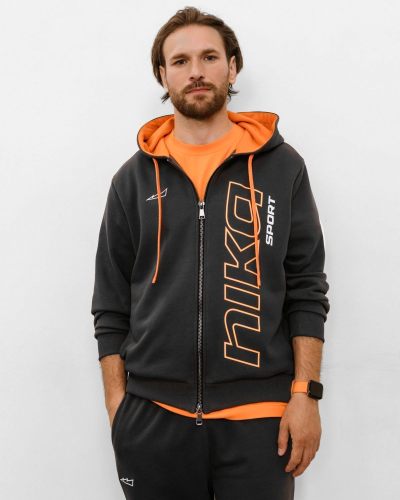 Худи на молнии NIKASPORT Nikasport, BG25-M92-DRK/GRY, цвет темно-серый