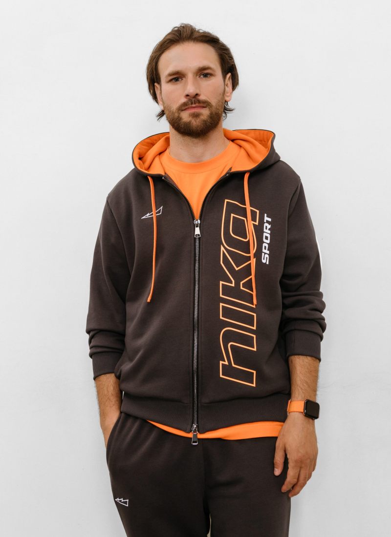 Худи на молнии NIKASPORT Nikasport, BG25-M92-DRK/GRY, цвет темно-серый