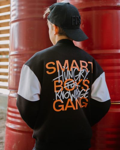 Бомбер SMART BOYS GANG Nikasport, SBG28-B-BLK/WHT, цвет черный + белый