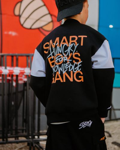 Бомбер SMART BOYS GANG Nikasport, SBG28-B-BLK/WHT, цвет черный + белый