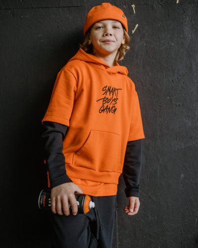 Худи с карманом SMART BOYS GANG Nikasport, SBG29-B-ORG/BLK, цвет оранжевый + черный