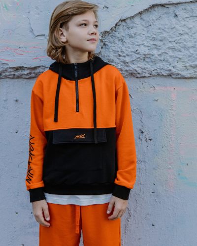 Худи с молнией SMART BOYS GANG Nikasport, SBG25-B-ORG/BLK, цвет оранжевый + черный