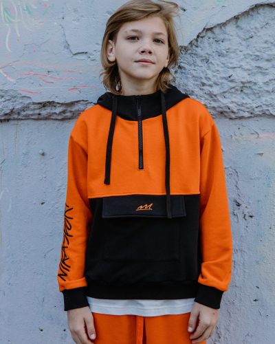 Худи с молнией SMART BOYS GANG Nikasport, SBG25-B-ORG/BLK, цвет оранжевый + черный