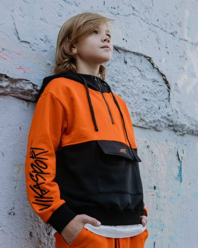 Худи с молнией SMART BOYS GANG Nikasport, SBG25-B-ORG/BLK, цвет оранжевый + черный