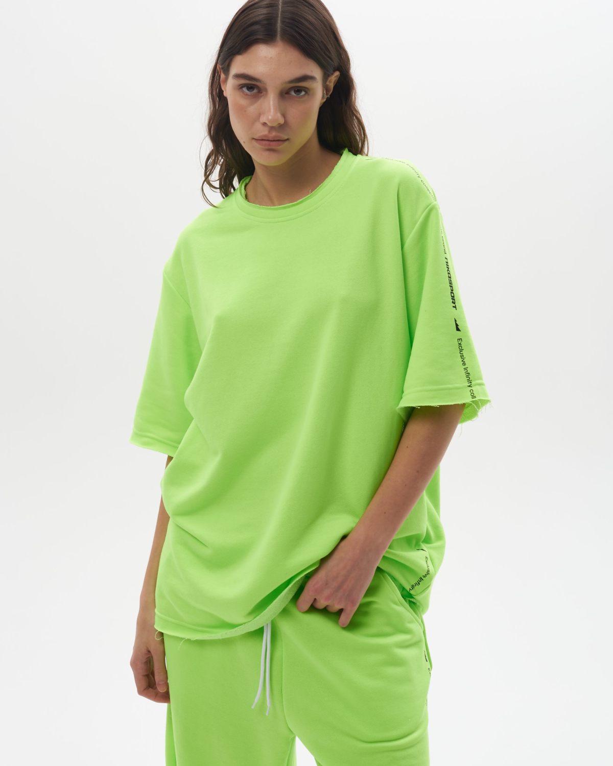 Футболка Oversize с необработанными краями Infinity Nikasport, INF12-W82-LIM, цвет лайм