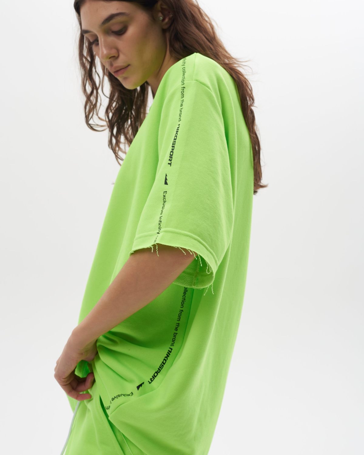 Футболка Oversize с необработанными краями Infinity Nikasport, INF12-W82-LIM, цвет лайм